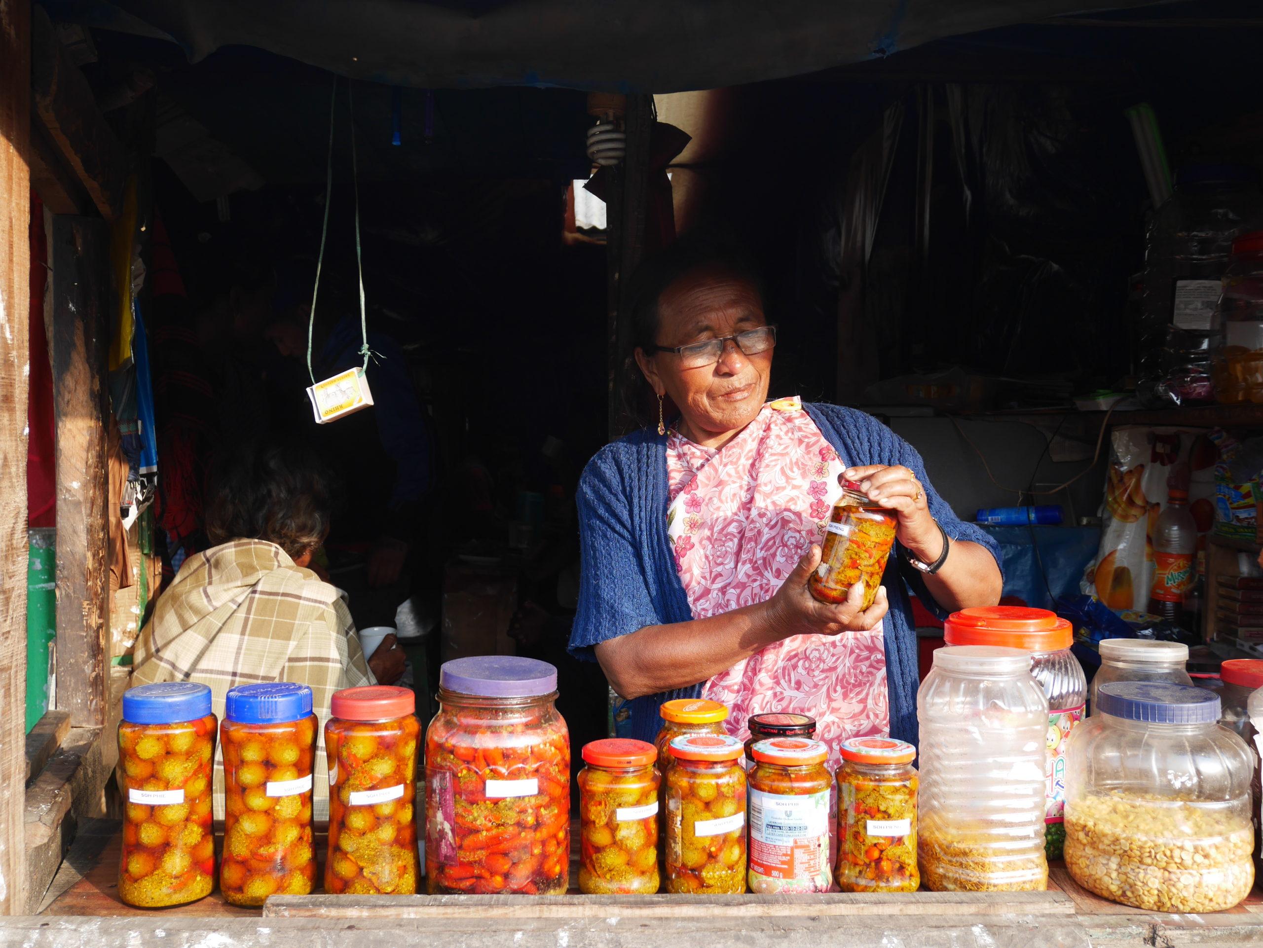 Microenterprise development - tea room selling pickles - Woman originally loved 4,500 rupees to establish her own enterprise